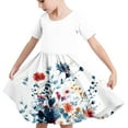 thumbnail image 2 of Atogsazn Kids Girls Floral Dress Children Casual Ruffle Flowy Short Sleeve Dresses Fashion Summer Clothes Blue 5-6 Years on Clearance, 2 of 5