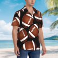 thumbnail image 5 of Balery Brown Football On Black Print Men's Hawaiian Shirts Short Sleeve Beach Shirt Relaxed Fit Vacation Button Down Shirts-3X-Large, 5 of 9