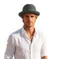 thumbnail image 4 of Venzia Mesh Pork Pie Fedora Hat Breathable Fabric Band Metal Button Short Brim Outdoor Travel Beach Casual Summer Sun Protection Classic Retro Headwear Cap,One Size, 4 of 6