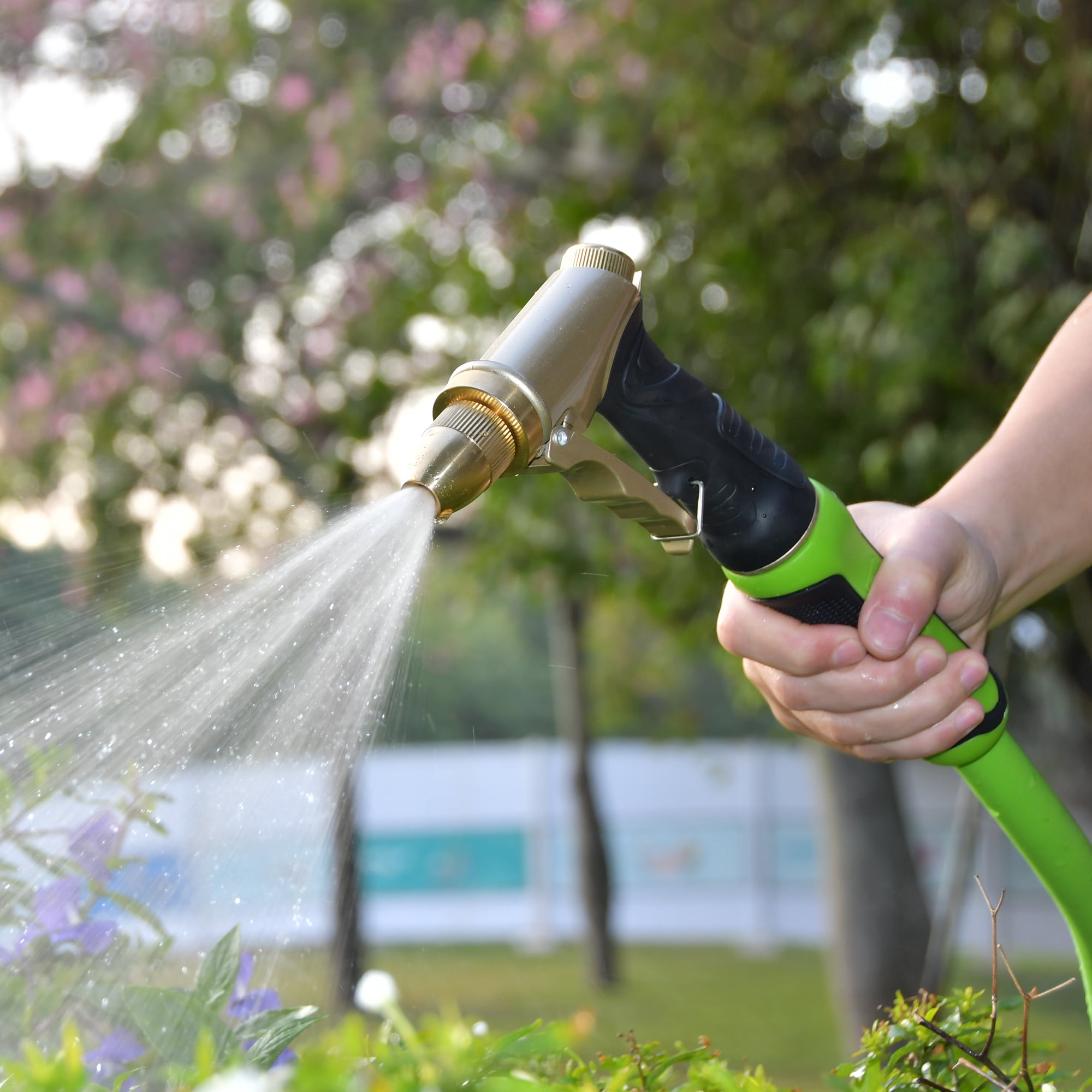 RainPoint Heavy Duty Garden Hose Nozzle - High Pressure Metal Spray Gun with Rotating Brass Nozzle Head for Watering, Car Washing