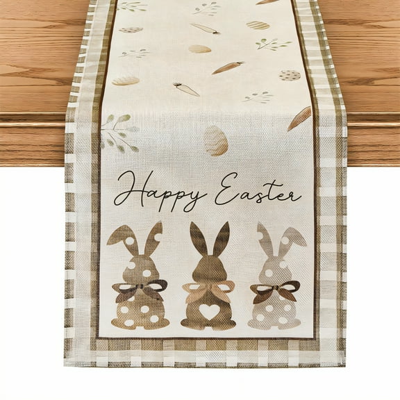 AUQ Easter Table Runner,Abrasion Resistant Table Runner 48 Inches Long,Smooth Wipe Linen Table Runner,Style1