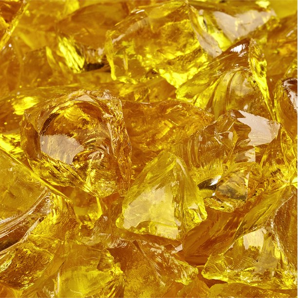 Sunflower Yellow Crushed Fire Pit Glass 1/2”3/4”, 10 lbs Walmart