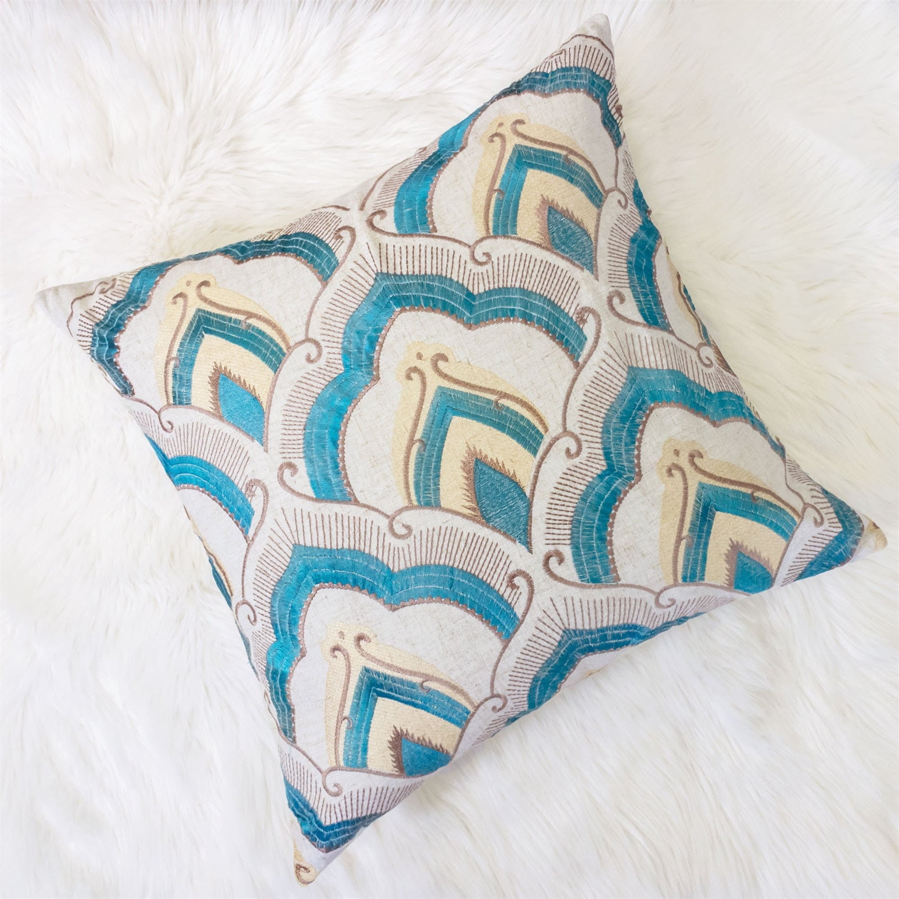 Shelly Multi Color Geometric Polyester 20 in. x 20 in. Throw Pillow