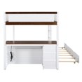 thumbnail image 5 of uhomepro Full over Full Bunk Bed with Desk and Trundle, USB Charging Station and 3 Drawers, Solid Wood Bunk Bed Frame for Kids Teens Adults, Maximum Space Design, No Box Spring Required, White+Walnut, 5 of 10