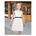 thumbnail image 2 of Sunny Fashion Girls White Dress Sleeveless Floral Blue Sequin Glitter A-Line Dress 7 Years, 2 of 7