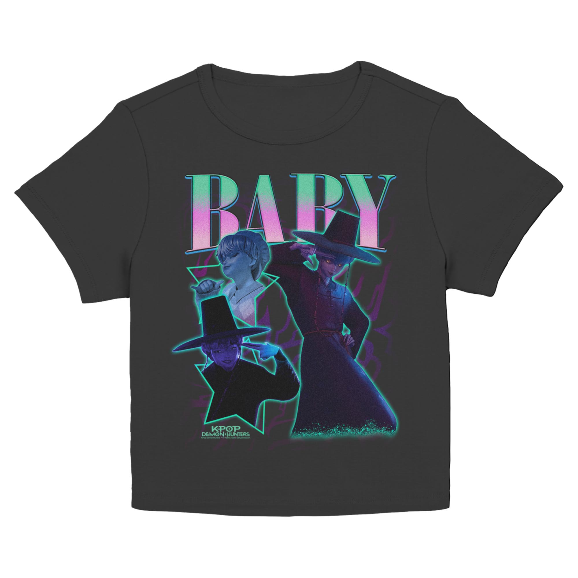 T-shirt Vintage KPOP Demon Hunters - Coupe Unisexe Streetwear, Coton Mélangé Doux, Imprimé Graphique