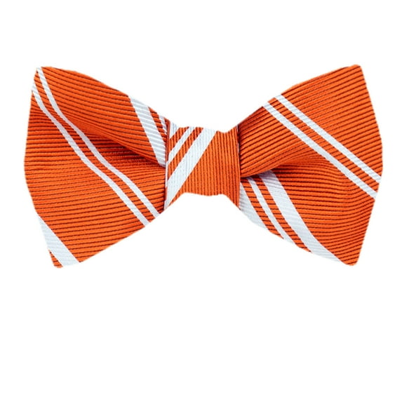 Mens Orange Silk Self Tie Bow Tie
