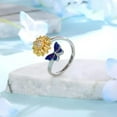 thumbnail image 4 of Sunflower Butterfly Ring – Adjustable Silver Resizable Nature Jewelry, 4 of 4