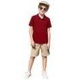thumbnail image 4 of Ytxxxx Boys Knit Short Sleeve Shirt Comfortable Casual Crewneck Tee for Kids Youth Children Summer Top Brick Red 9-10 Years, 4 of 5