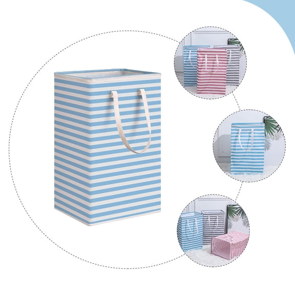 TABLZONE Collapsible Sky Blue Storage Basket Laundry Hamper for Home and Dorm