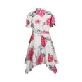 thumbnail image 3 of Gvmfive Women's Bohemian V-Neck Hi-Low Floral Print Belt Short Sleeve Dress, 3 of 3