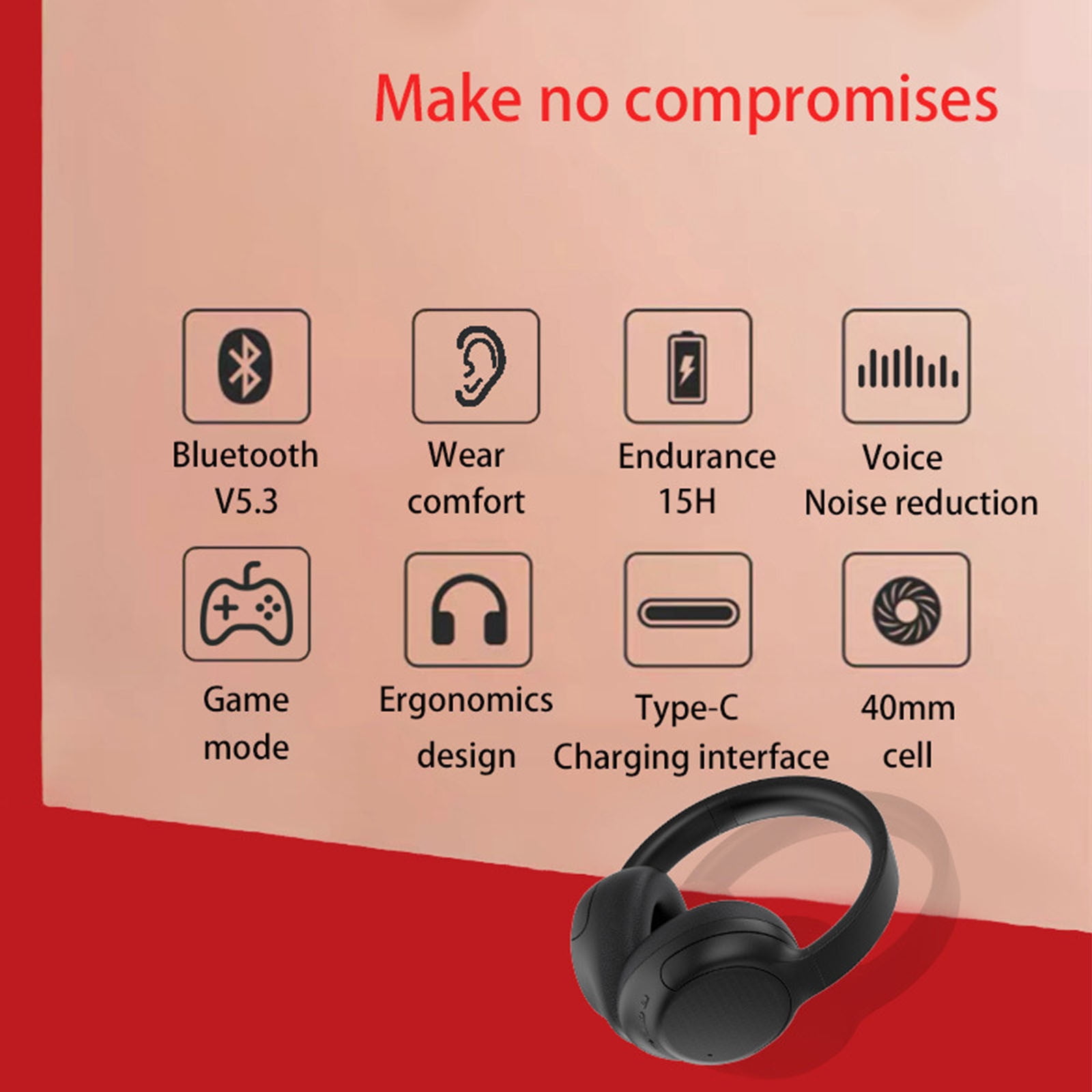 Wireless Headset, Wireless Headphones with Mic(AI Noise Cancelling), 65 Hrs Working Time with USB Dongle, Wireless Headset with Mic for Work from Home/Computer/Laptop/PC/iPhone/Android,Black