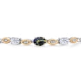 thumbnail image 3 of 925 Silver and 10K Yellow Gold Blue Mystic Topaz and White Moissanite and Lab Grown Diamond Bracelet for Women | 2.01 Cttw | Gemstone November Birthstone | Oval 7X5MM | Fully Adjustable 9", 3 of 5