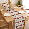 thumbnail image 3 of Red Love Table Runner - 48 Inch Long, Kitchen Dining Table Runner Dresser Scarves, Valentine's Day Heart Red Plaid Beige Farmhouse Decor for Coffee Tables Wedding Party Banquet, 3 of 8