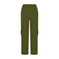 thumbnail image 5 of ATOGUTA Boys Cargo Pants With Pockets Wide Leg School Uniform Pants Kids Elastic Waist Flowy Summer Beach Lounge Trousers with Pockets Size 4T-15, Army Green, 5 of 6