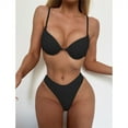 thumbnail image 3 of Abcnature Women's Bikini Swimsuits Sets, Thong Bikini Sets Three-piece Suit B&age Solid Sexy Bikini Push-Up Padded Beachwear Set Swimwear Bikini Sets for Women Black L, 3 of 7