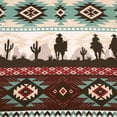 thumbnail image 4 of Chezmoi Collection Dune 4-Piece Southwestern Cowboys Aztec Window Curtain Set with Sheer Backing, Multicolor Teal Brown Beige Tan Red, 120 inch x 84 inch, 4 of 8
