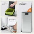 thumbnail image 4 of Simenmax 60L Dual Compartment Trash Can with Lid, Stainless Steel Sealed Garbage Bin, Soft-Close Pedal Operation for Kitchen, Office, Home, 4 of 8
