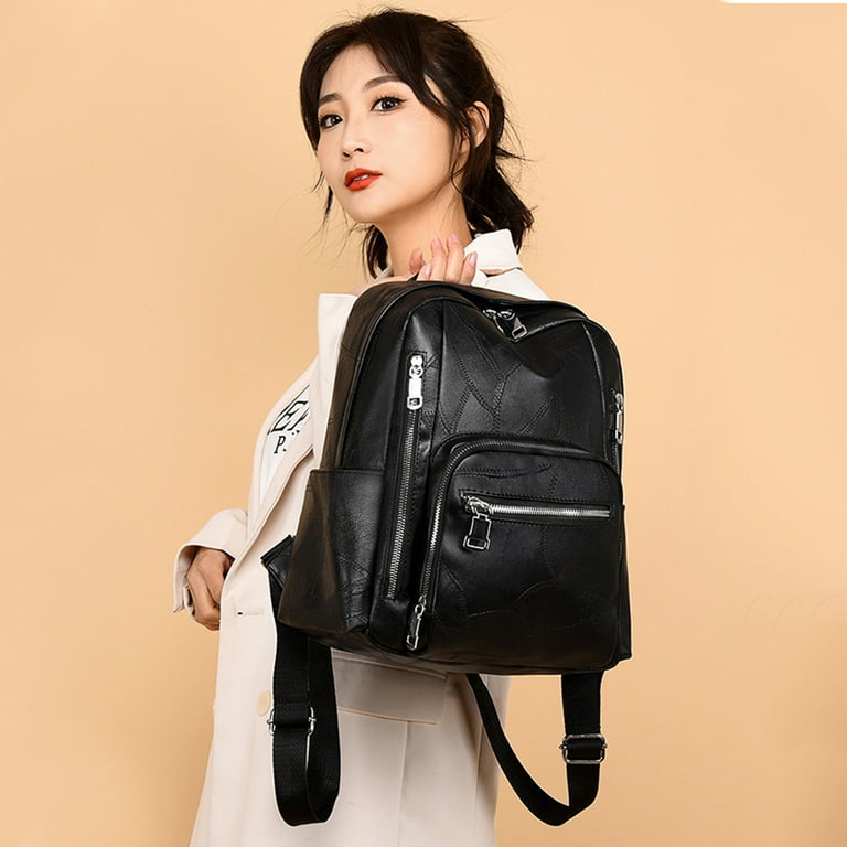 YOMYM Leather Backpack Purse for Women Designer Travel Backpack Purses PU  Fashion Ladies Shoulder Bag 