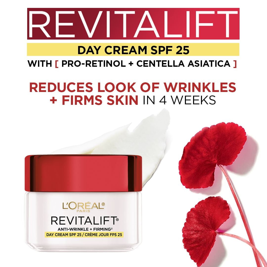 L'Oréal Paris Revitalift Day Moisturizer with SPF 25 , Pro-Retinol & Centella Asiatica, Anti Aging Moisturizer