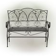 thumbnail image 5 of Alpine Corporation 45" x 25" x 38" Decorative Steel Garden Bench, Brown, 5 of 10