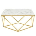 thumbnail image 1 of Modway Table Basse en Marbre Artificiel et Acier Inoxydable en Or/blanc, 1 of 8