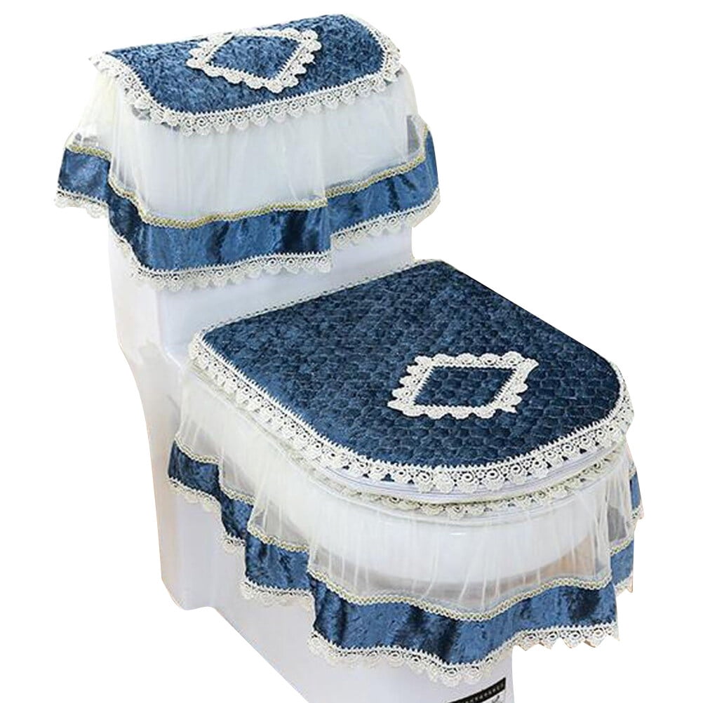 3piece European Style Plush Bathroom Toilet Decor Tank Cover Cushion