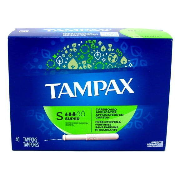 Tampax Tampons Super 40 Count Unscented (Pack of 2)
