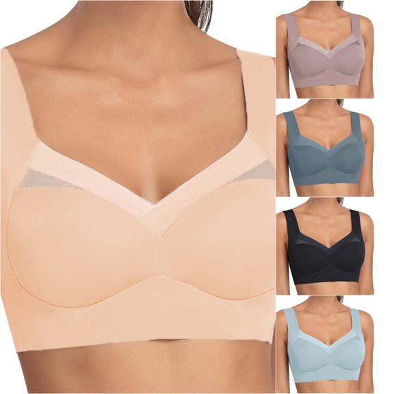 HNMKIU Lace Push Up Brassiere for Women Plus Size Full Coverage Underwear Bralette Crop Top Daily Wear Comfortable Supportive Unlined Adjustable Straps Khaki - L