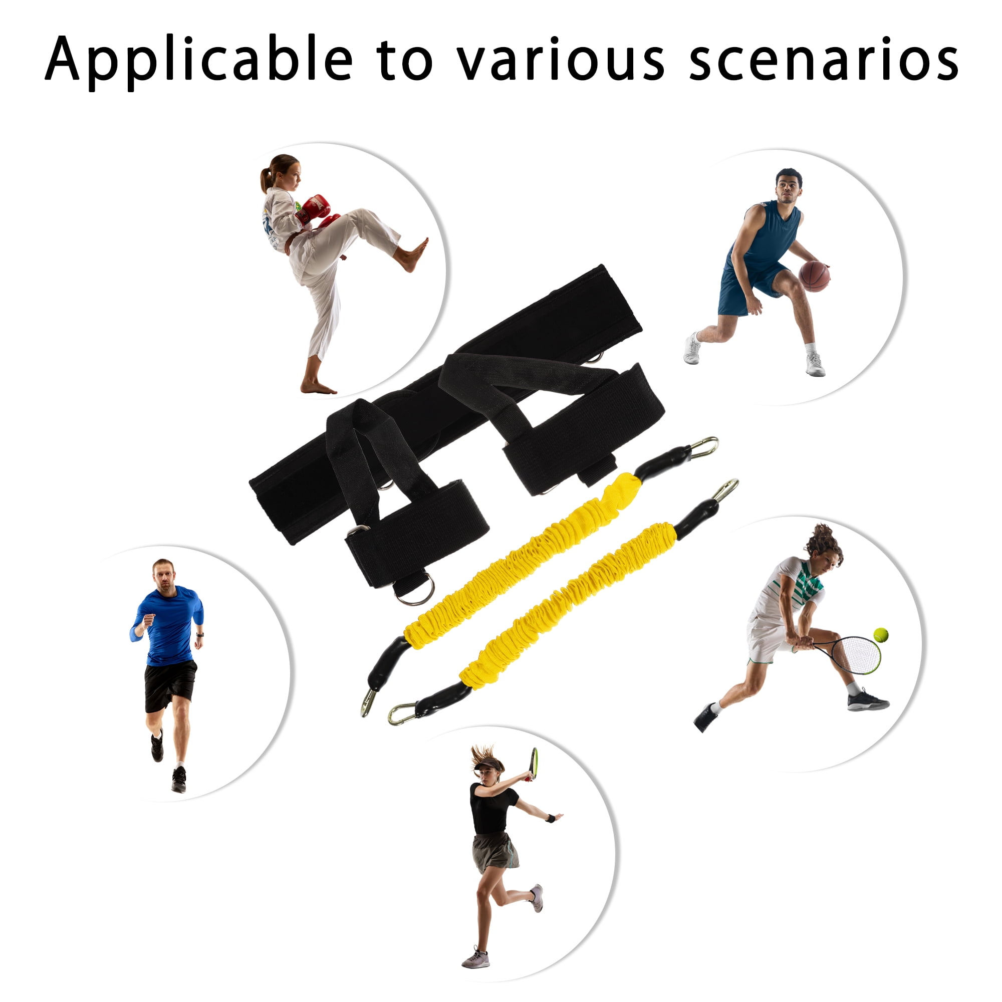 Unique Bargains Strength Resistance Bands Set for Basketball Triple Jump Football Bounce Weight Range 100LBS Yellow
