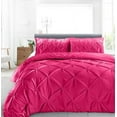 thumbnail image 3 of Cloud Fino Luxurious Pinch Pleated Duvet Cover Set 100% Egyption Cotton 600 Thread Count Pintuck Design Decorative Soft Bedsheet Set(Hot pink,Twin/Twin XL), 3 of 6