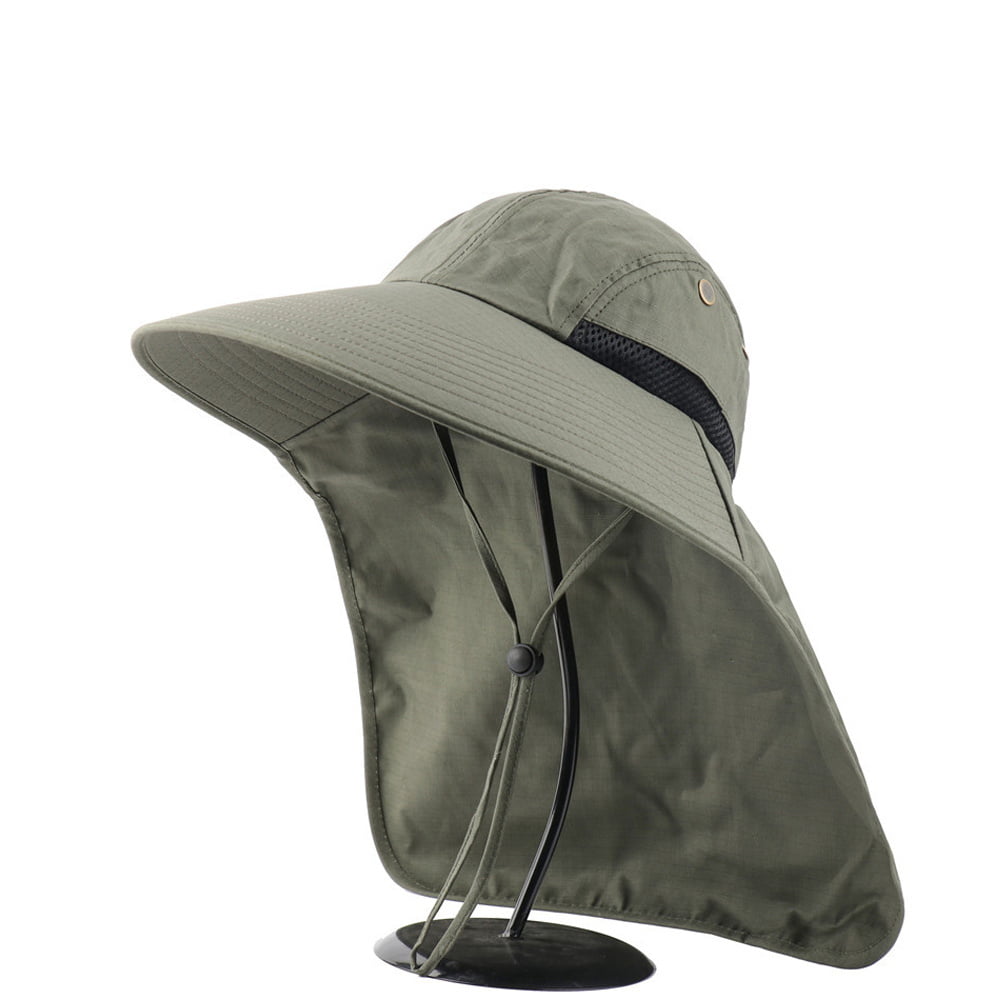 Mens Sun Protection Cap Wide Brim Fishing Hat with Neck Flap come home for the celebration 