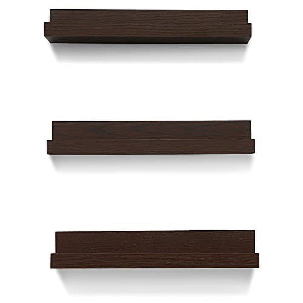 Americanflat Picture Ledge Shelf Set of 3 - Floating Shelves with Lip for Picture Display - Mahogany