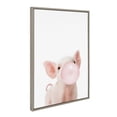 thumbnail image 2 of Kate and Laurel Sylvie Bubble Gum Piglet Framed Canvas Wall Art by Amy Peterson Art Studio, 23x33 Gray, Decorative Farm Animal Art for Wall, 2 of 9