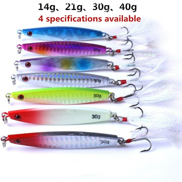 7colors/pack Metal Bait Iron Sheet Jig 14g/21g/30g/40g Lead Fish Iron Sheet