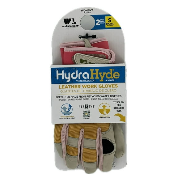 Wells Lamont Women's HydraHyde Leather Work Gloves, 2 Pair (Small)