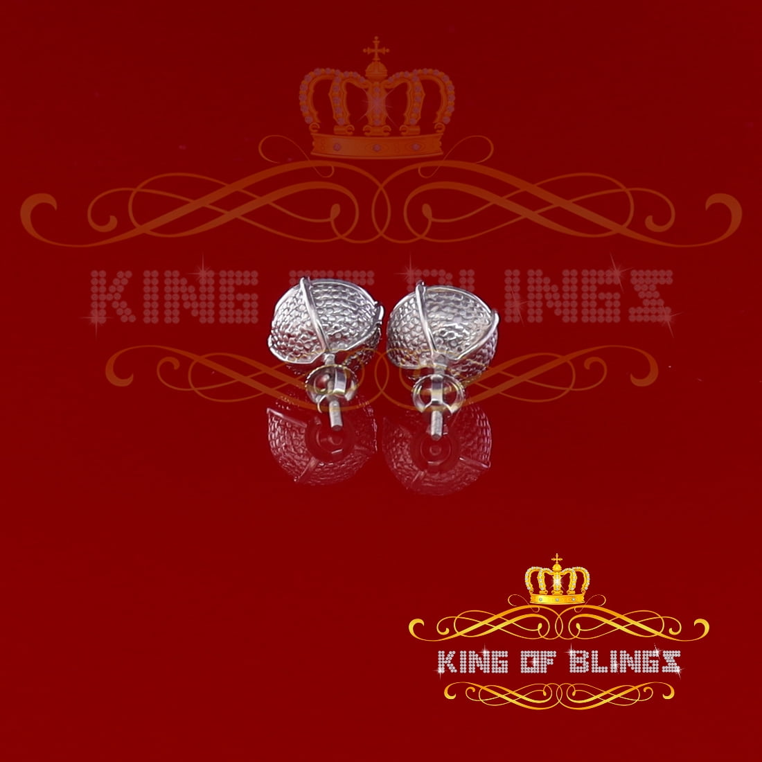 King of Bling's 925 Sterling Silver 0.30ct Diamond For Women's/ Men's White Stud Round Earrings