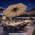 thumbnail image 4 of Costway 10 FT Solar LED Patio Umbrella, Push-Button Tilt & Crank, 24 LED Lights & 8 Ribs Brown, 4 of 10