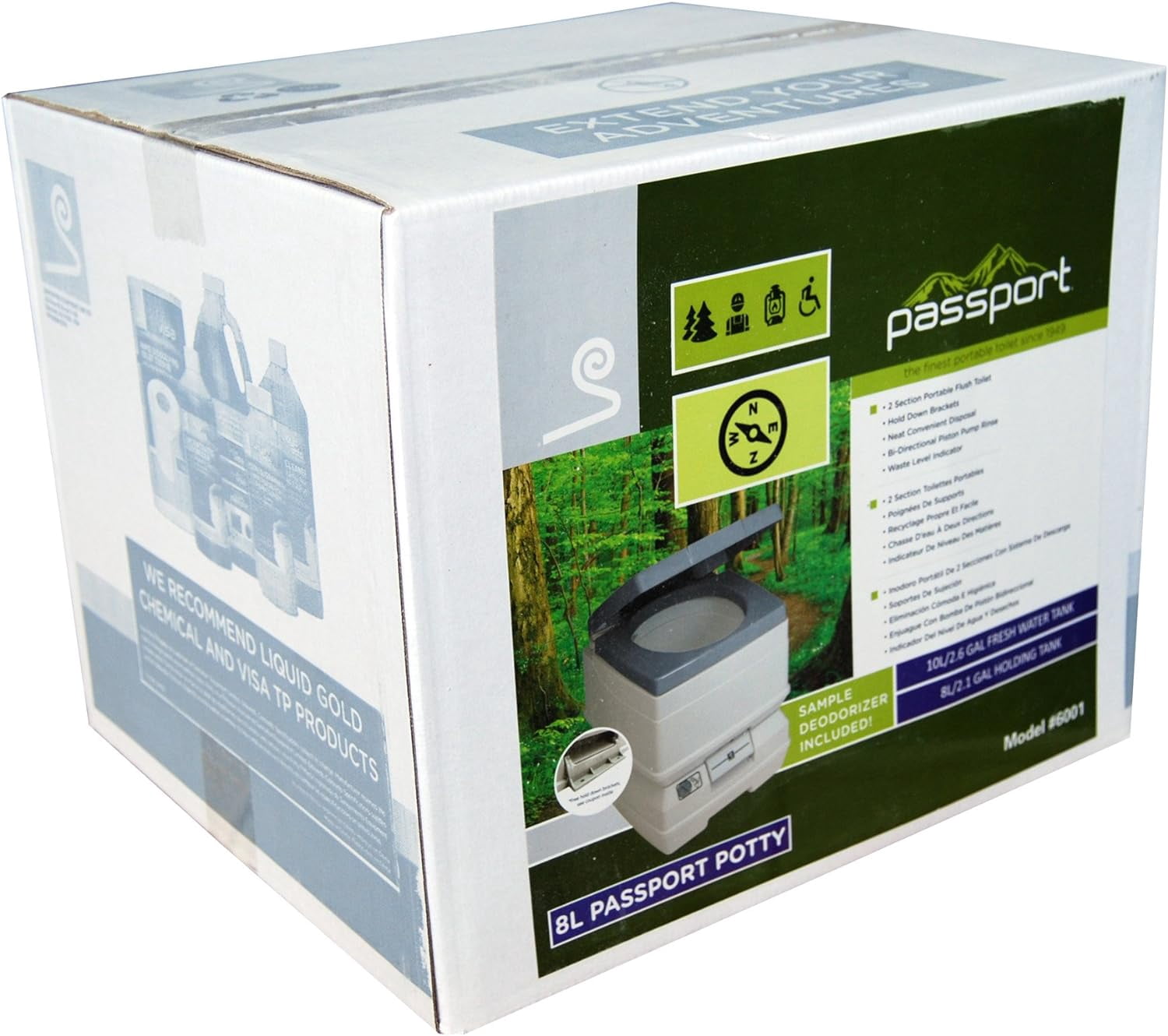 Dock Edge Passport Potty 8L SpaceSaver Portable Toilet, Multi