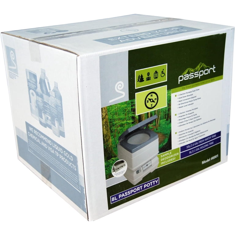 Dock Edge Passport Potty 8L SpaceSaver Portable Toilet, Multi