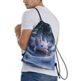 thumbnail image 3 of Drawstring Backpack - Winter Axolotl in Frozen Pond B Splash Proof Small Drawstring Gym Bag for Women Men, Cinch Sports String Bag Backpack for Travel Swimming Beach, 3 of 8