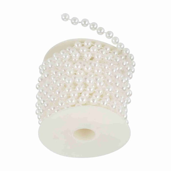 Riousery 8mm Pearl Wire Beads Garland String, 32.8 ft / 10 m for Wedding and Christmas Decor (White)