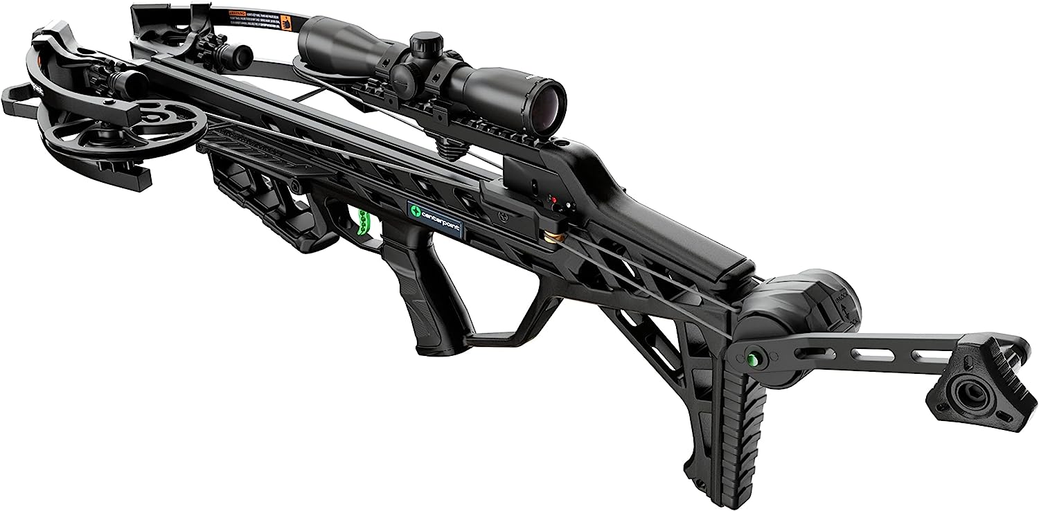 CenterPoint Wrath 430 SC Crossbow Package with Silent Crank, 430 FPS, 4x32 Illuminated Scope, 3 Bolts, Quiver, Rope Cocker (C0006)
