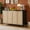 Black, variant on Farmhouse Buffet Sideboard,Kitchen Storage Cabinet with 4 Rattan Decorated Doors,Coffee Bar Cabinet with Adjustable Shelves ,for Living Room,Hallway,Dining room