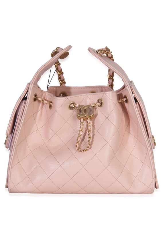 Pre-Owned Chanel Pink Quilted Caviar Small Chanel 25 Hobo