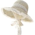 thumbnail image 1 of Women Wide Brim Straw Hat Travel Foldable Summer Beach Sun Hat UPF50+, 1 of 3