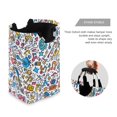 thumbnail image 3 of Yayeee Freestanding Laundry Hamper with Handle Collapsible Large Storage Basket for Clothes, Doodle Pattern, 3 of 7