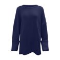 thumbnail image 6 of larppty Sweaters for Women 2025 Fall Long Sleeve Casual Loose Fit Knitted Basic Pullover Sweater Tops (Blue, S), 6 of 7