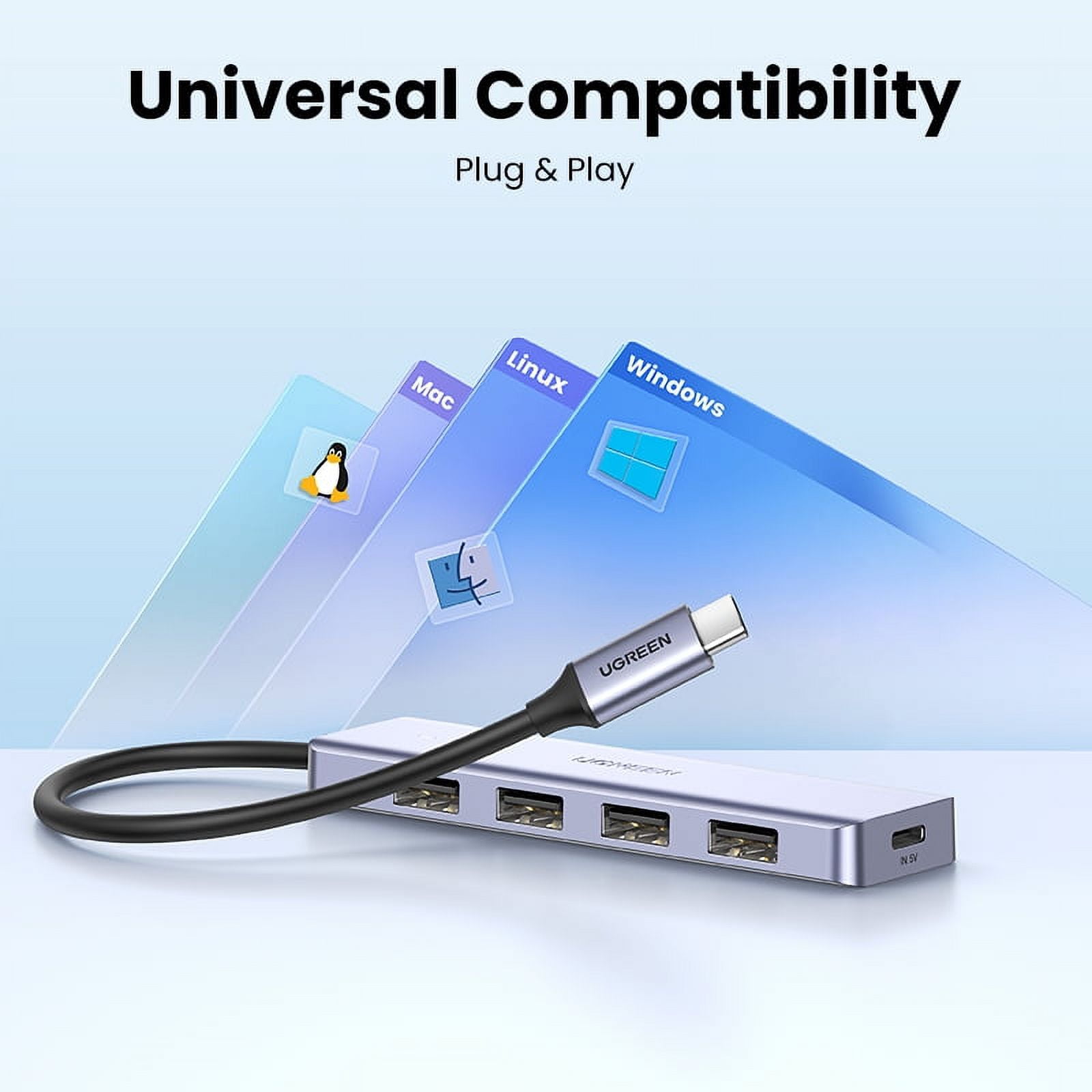 HUB USB-C UGREEN 5 EN 1 USB 3.0 (4) /HDMI 4K 60HZ (PN:20955)