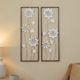 thumbnail image 3 of DecMode Gray Metal Floral Wall Decor with Black Frame (2 Count), 3 of 11